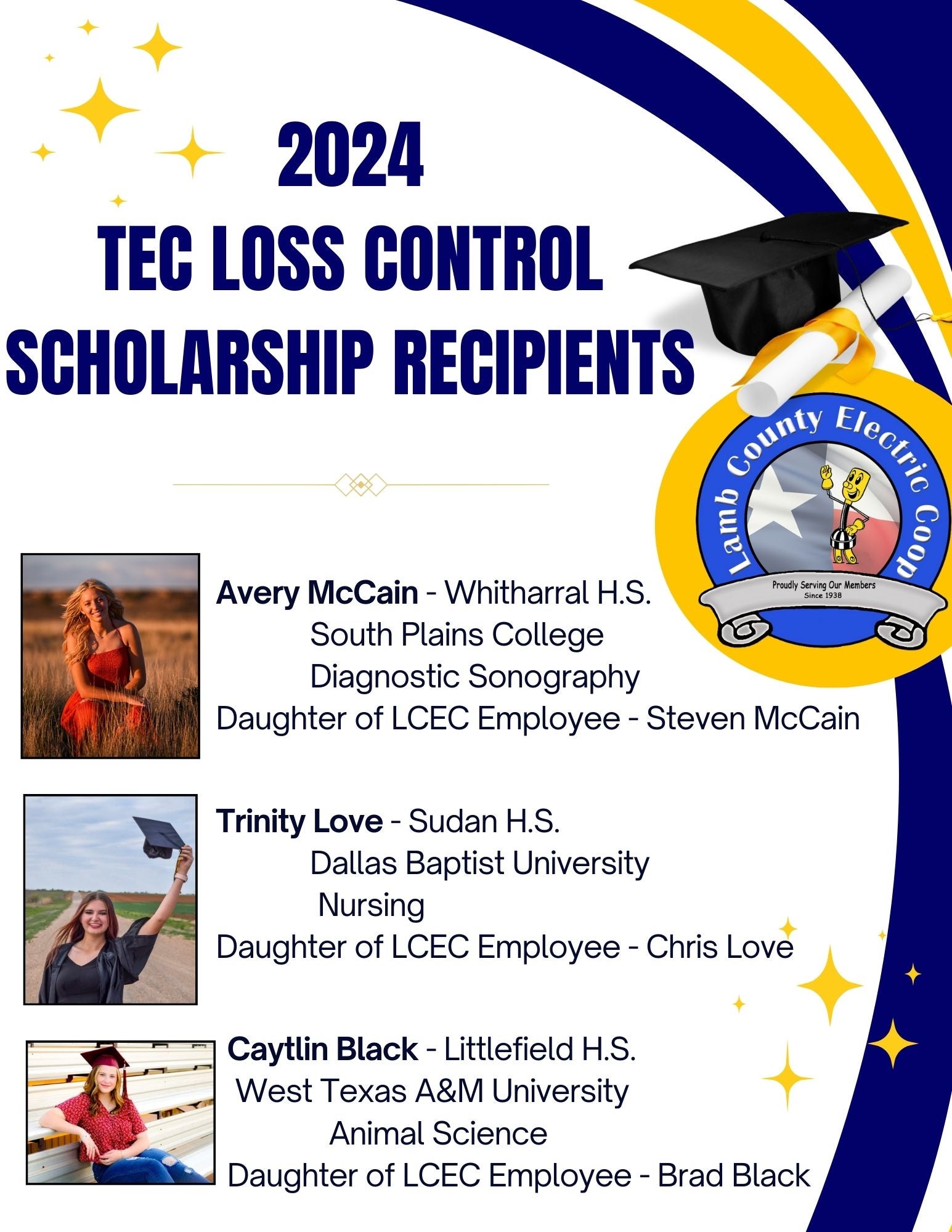 TEC Scholarship Recipients Lamb County Electric Cooperative